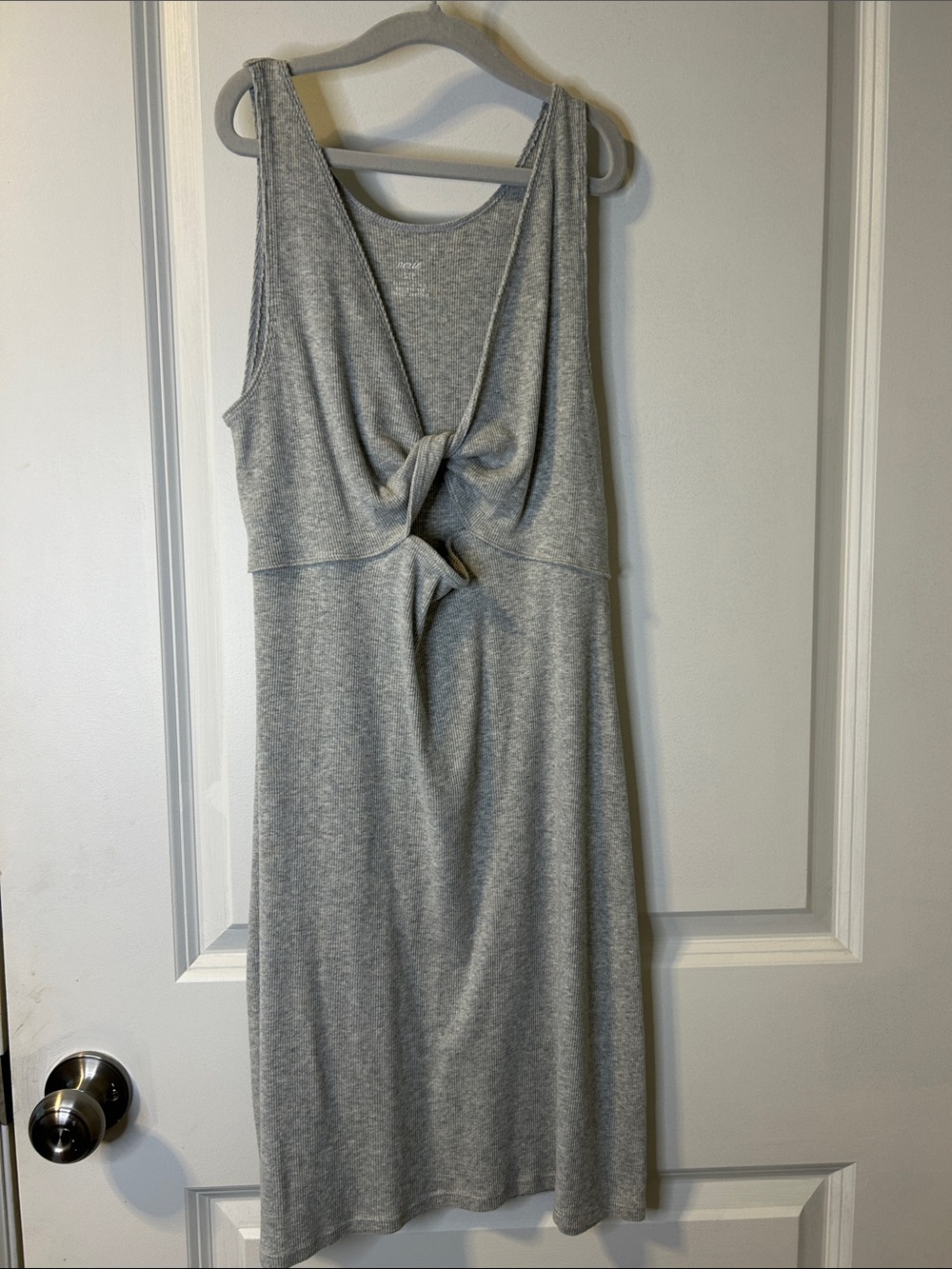 aerie Heather Gray Twist-Front Sleeveless Midi Dress